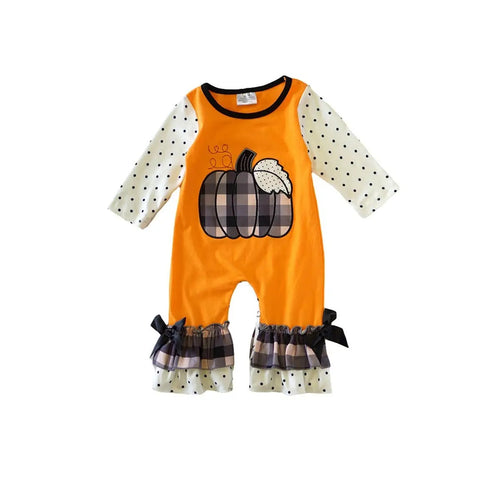Pumpkin appliqué orange baby romper