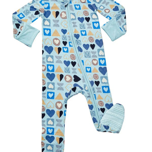 Hearts zip footie Blue