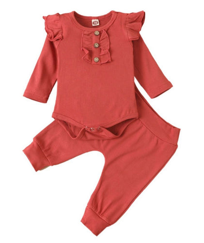 Ruffle Ribbed Set