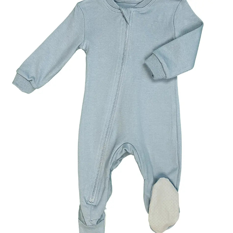 Into you blue footed baby suit