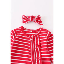 Load image into Gallery viewer, Red stripe ruffle romper